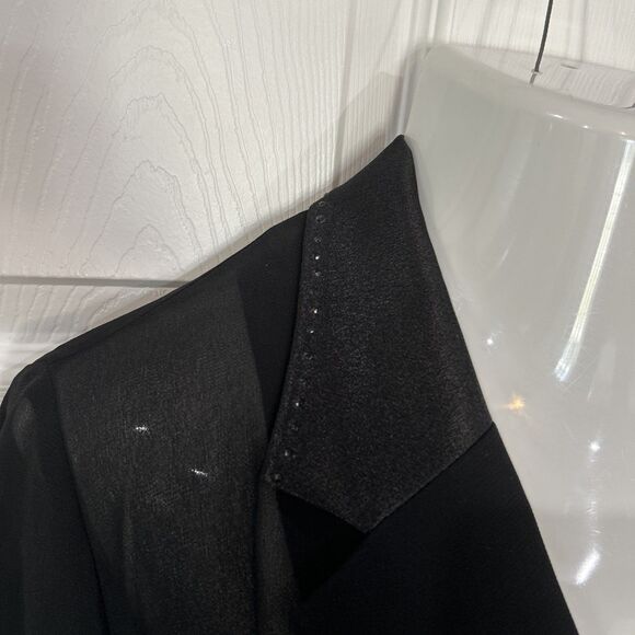 Vintage Night Studio Sheer Black Chiffon Duster Formal Evening Wedding Elegant - Picture 8 of 13